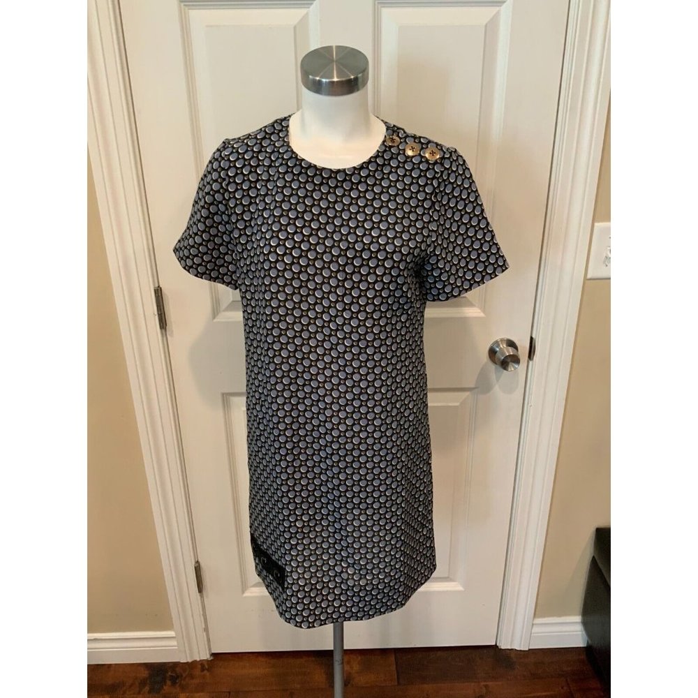 Marc Jacobs Blue & Green Polka Dot Shift Dress W/ Shoulder Button, Size 4 NWT